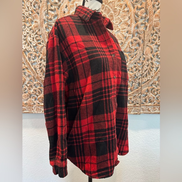 Love Notes Red/Black Plaid Shirt Jacket- size S (oversized S) - Picture 5 of 11